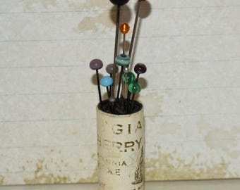 Victorian Berry Pin and Hat Pins: Antique Collection of Various Pins In Redditch Dispenser