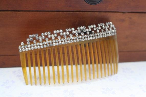 Cut Steel Horn Hair Comb - Gorgeous Large Antique… - image 8