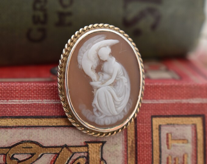 Leda and the Swan Cameo Ring Antique Cameo Ring Size P Etsy