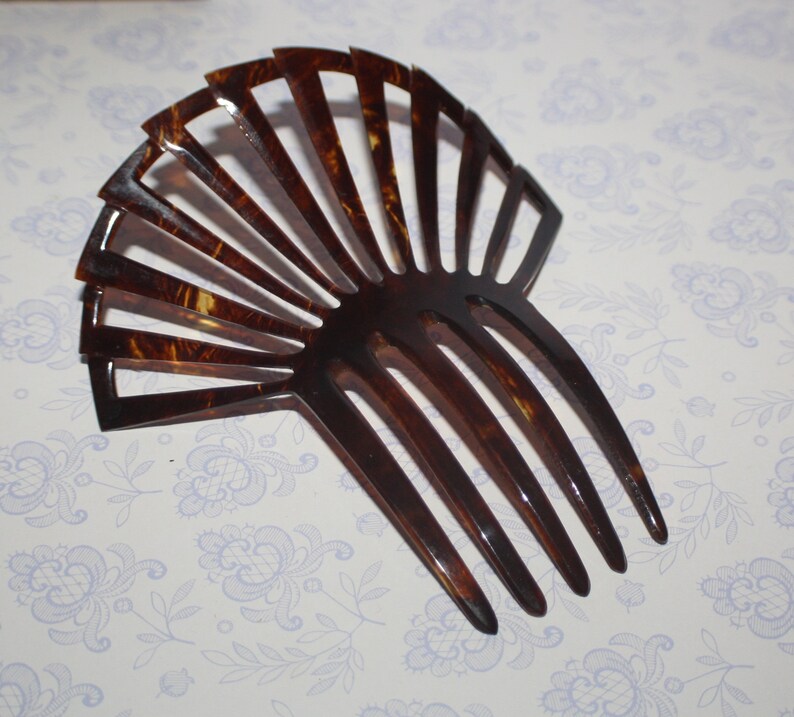 Hair Comb Art Deco  Mooie grote antieke schildpad bruiloft afbeelding 4