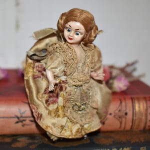 Antique Celluloid Doll: Victorian Jointed Doll with Lace Outfit