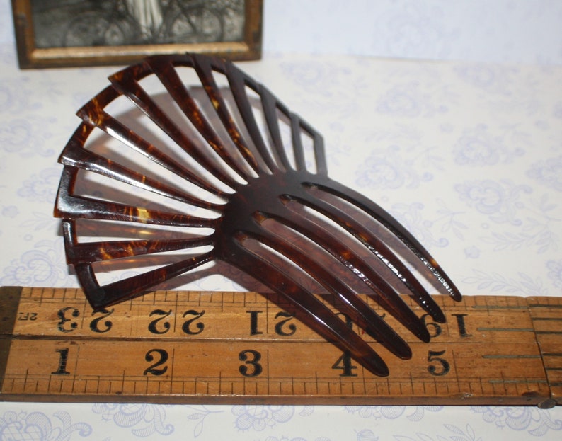 Hair Comb Art Deco  Mooie grote antieke schildpad bruiloft afbeelding 6