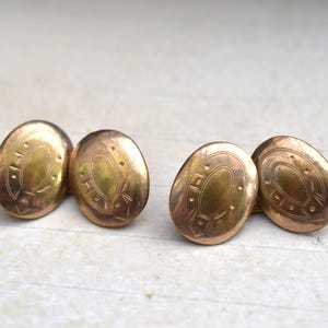 Fancy Gilt Cufflinks - Gorgeous Antique Victorian Etched Belt Design