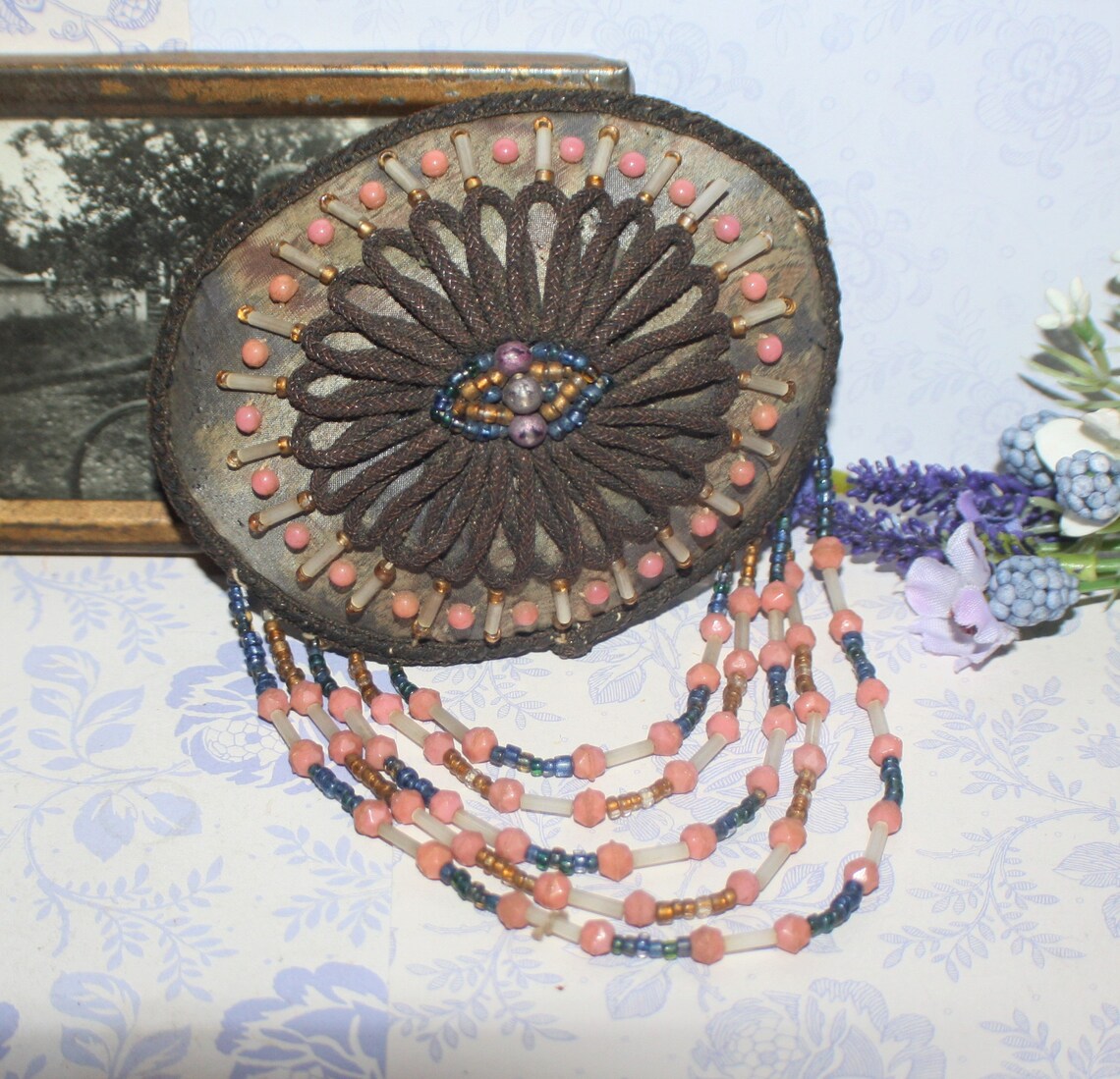 Beautiful Antique Handmade Beaded Hair Bun Cover With Bead Etsy