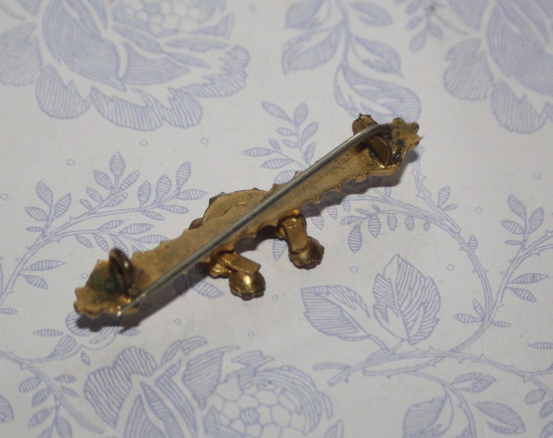 Beautiful Horseshoe Bar and Paste Victorian Gold Plated Brooch