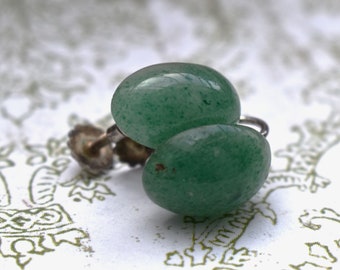 Screw Back Earrings Gorgeous Antique Silver and Jadeite