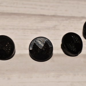 Victorian Glass Buttons - Gorgeous Antique Set of Four Decorative French Jet Buttons