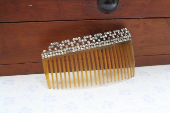 Cut Steel Horn Hair Comb - Gorgeous Large Antique… - image 6