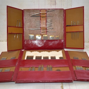 Victorian Needle Case Set - Amazing Large Folding Case with Hundreds of Gold Topped Needles, Awls and Bodkins