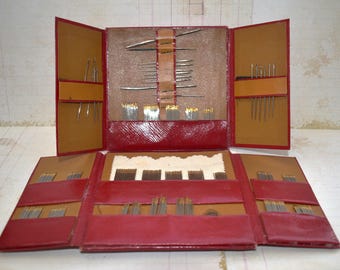 Victorian Needle Case Set: Antique Sewing Etui with Gold Topped Needles