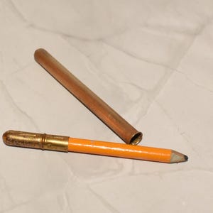 Victorian Pocket Pencil - Charming Aide Memoire Gilt Pencil with Lid