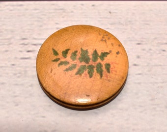 Antique Pin Store - Charming Unusual Victorian Mauchline Fern Notion