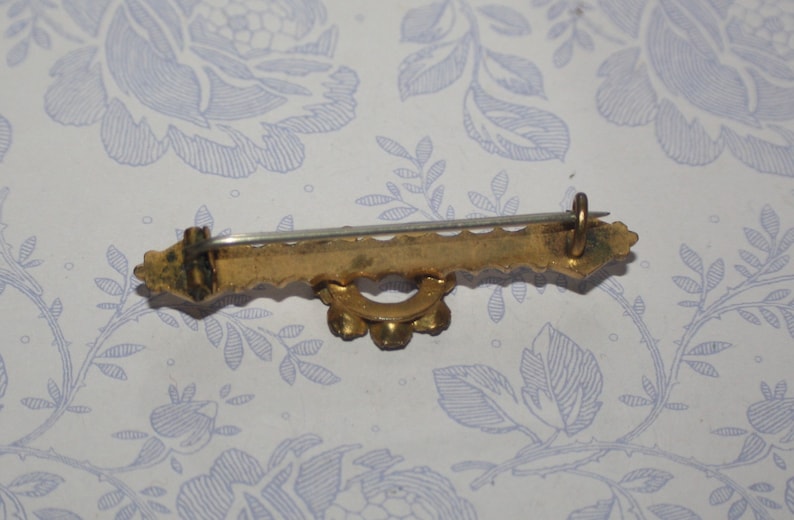 Beautiful Horseshoe Bar and Paste Victorian Gold Plated Brooch