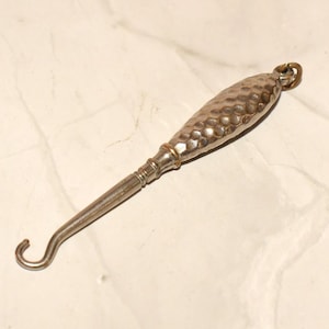 Chatelaine Glove Button Hook - Exquisite Antique Victorian Decorative Art Nouveau Hammered Handle