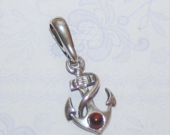 Beautiful Silver and Amber Decorative Anchor Modern Pendant