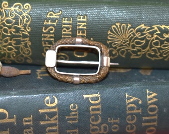 Georgian Woven Hair Mourning Brooch: High Carat Gold Antique