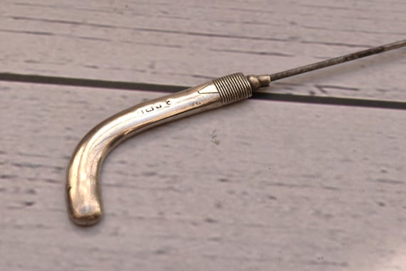 Edwardian Silver Hockey Stick Hat Pin - Birmingham Hallmarked Jewelry