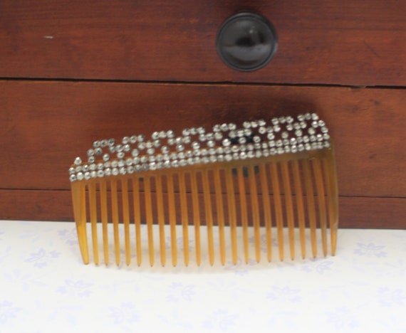Cut Steel Horn Hair Comb - Gorgeous Large Antique… - image 3