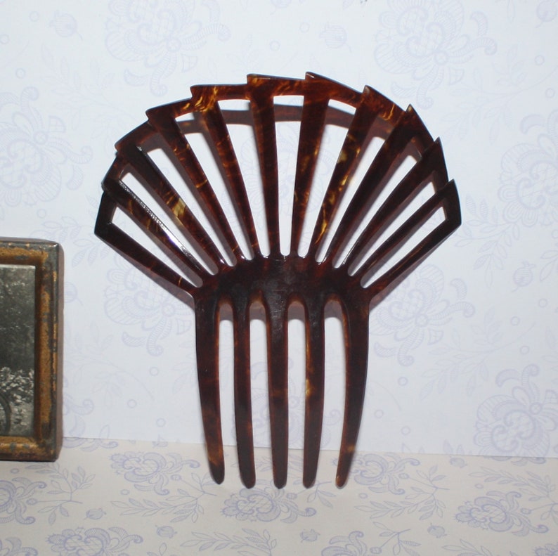 Hair Comb Art Deco  Mooie grote antieke schildpad bruiloft afbeelding 0