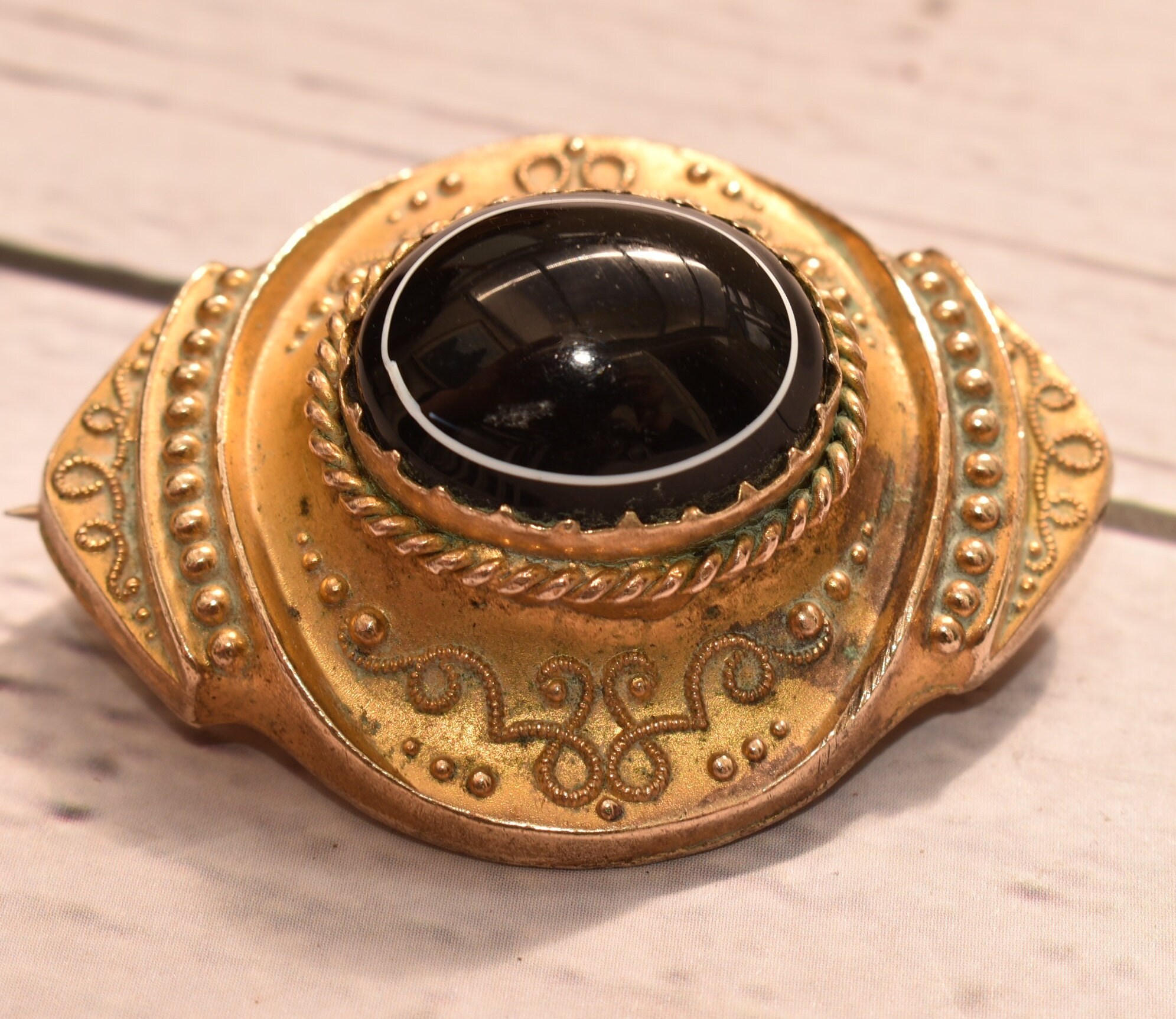 ジョージアン アンティーク マイクロモザイクのブローチ ピンチベック