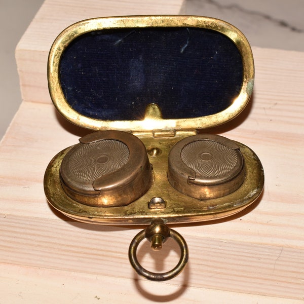 Victorian Sovereign Coin Case - Gorgeous Antique Double Brass Case with Pocket Watch Design