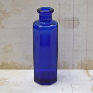 Antique Blue Glass Medicine Bottle - Beautiful Victorian Apothecary