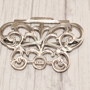 Antique Silver Buckle: Edwardian Art Nouveau Etched Design