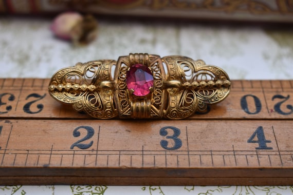 Antique Czech Brooch - Gorgeous Large Original Ar… - image 2