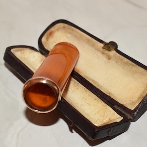Boxed Cheroot/Cigar Holder 9ct Gold - Beautiful Victorian Ariston Amber Holder in Fitted Case