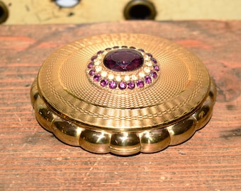 Kigu Vanity Box  - Gorgeous Dressing Table Gold Tone Amethyst Glass with Mirror