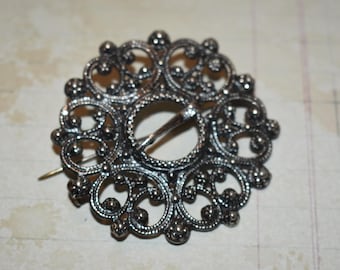Norwegian Sølje Brooch - Gorgeous Large Antique Complex Pewter Brooch