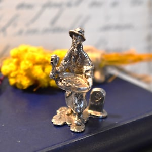 Vendedor de flores de plata - Magnífico soporte de menú vintage de plata maciza Gritos de Londres 1972 Thomas Charles Jarvis
