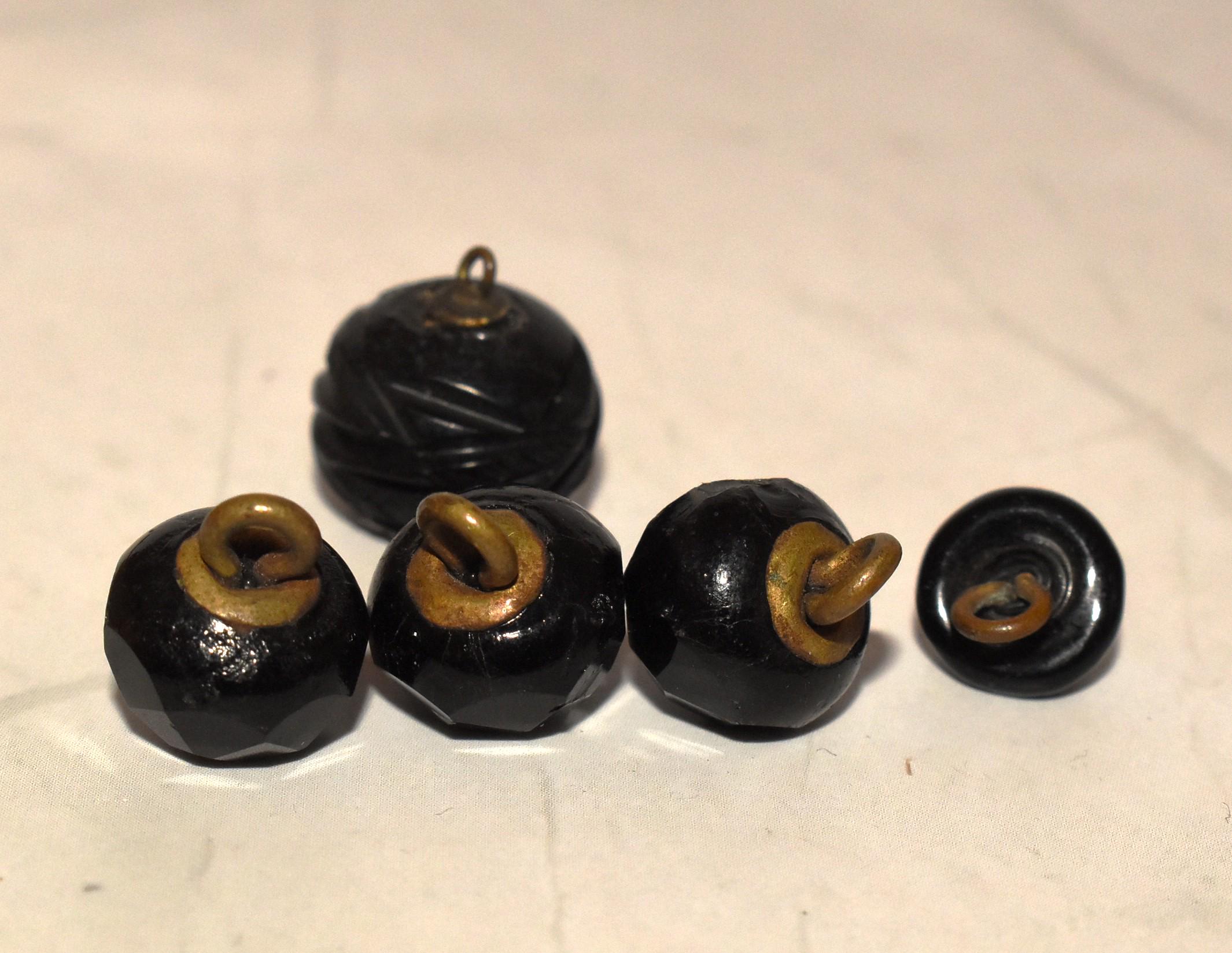 Antique French Jet Glass Buttons: Victorian Collection of Five - Etsy