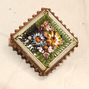 Micro Mosaic Brooch - Beautiful Rare Early Antique Floral Brooch Beautiful Italian - Grand Tour