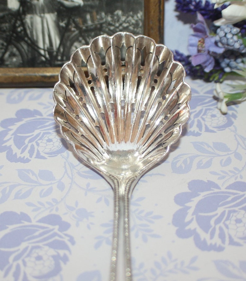 Gorgeous English Silver Plate Decorative Victorian Sugar Sifter Spoon