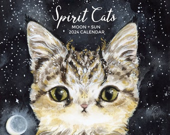 2024 Cat Calendar, Spirit Cats, Moon Phase & Astrological Calendar, Lunar Calendar, Wall Calendar, based on Spirit/Witch Cats Oracle Decks