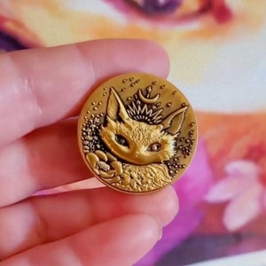 Witch Cats Divination Coin, Cat, Kitty, Crescent Moon, Talisman, Tarot, Intuition, Altar Tool