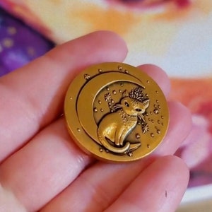 Witch Cats Divination Coin, Cat, Kitty, Crescent Moon, Talisman, Tarot, Intuition, Altar Tool image 2