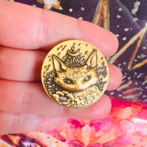 Witch Cats Divination Coin, Cat, Kitty, Crescent Moon, Talisman, Tarot, Intuition, Altar Tool
