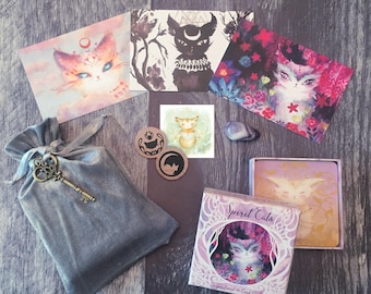Spirit Cats Oracle Deck Gift Set - Baralho de cartas inspirador - Tarot - Cristal de ametista - Frete grátis para os EUA
