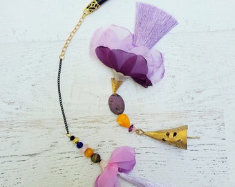 MONEY Ritual Bell and Pendulum - Purple, Lavender and Gold - Velvet Pouch