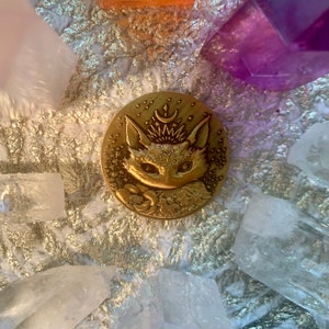 Witch Cats Divination Coin, Cat, Kitty, Crescent Moon, Talisman, Tarot, Intuition, Altar Tool image 3