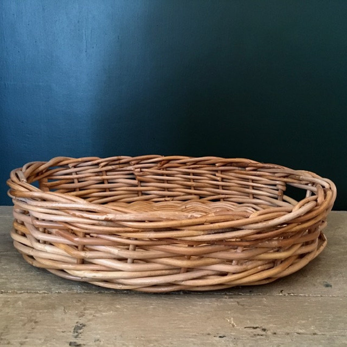 Vintage Large Rattan Tray Wicker Tray Basket Serving Tray Etsy