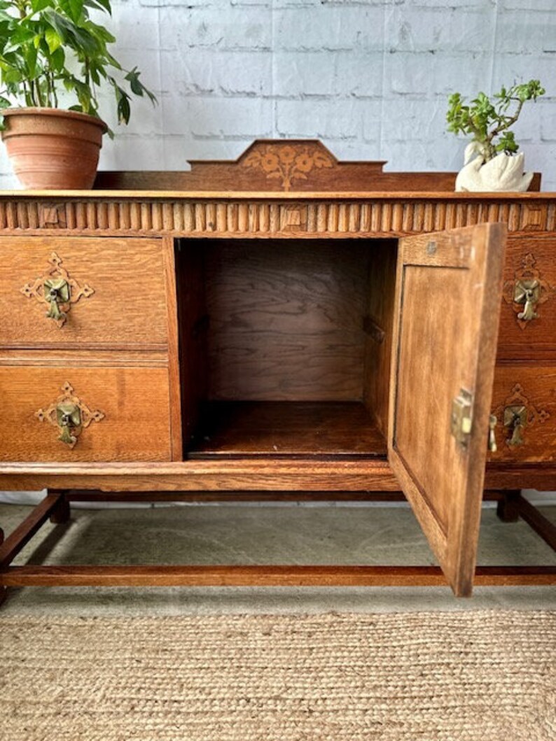 Vintage Sideboard, Wooden Buffet, Drink Hall Console, Large
