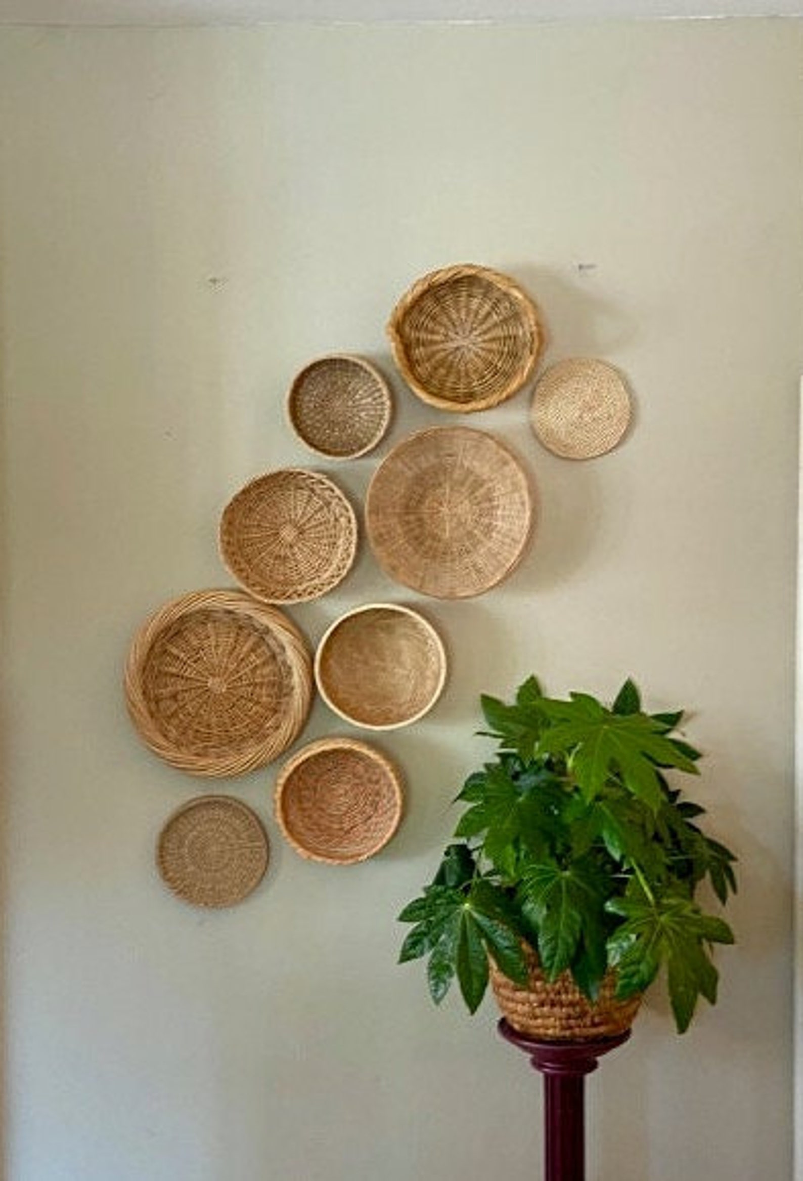 Vintage Wicker Wall Basket Decor Wall Art Basket Set Etsy UK