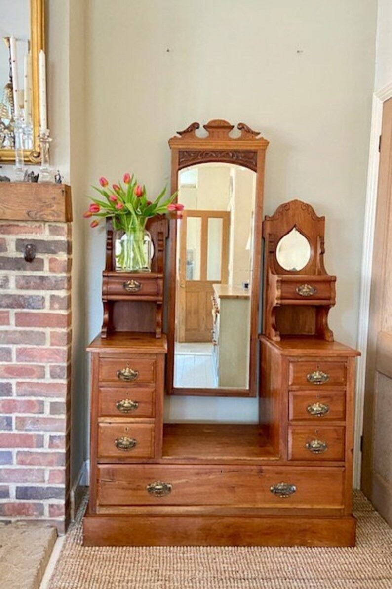 Antique Edwardian Dressing Table With Full Length Mirror Etsy UK