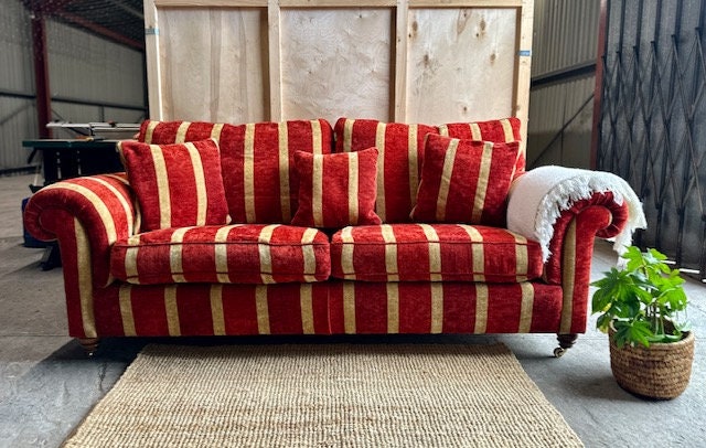 Red and white striped sofa deals