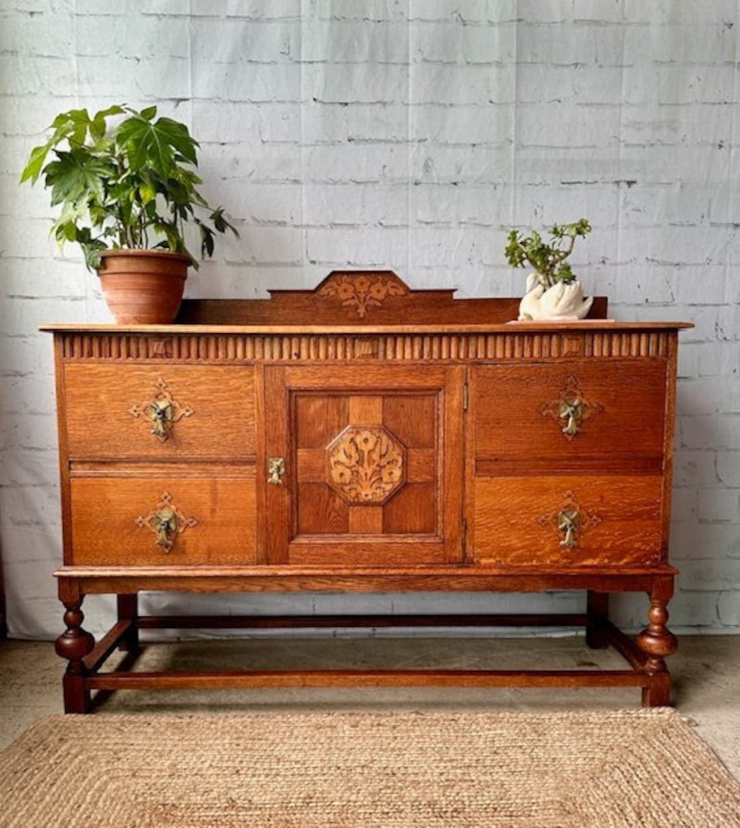 Vintage Sideboard, Wooden Buffet, Drink Hall Console, Large