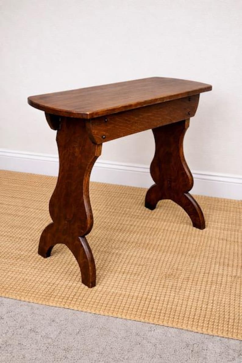 Antique Oak Stool | Rustic Wooden Side Table | Vintage Occasional Table ...