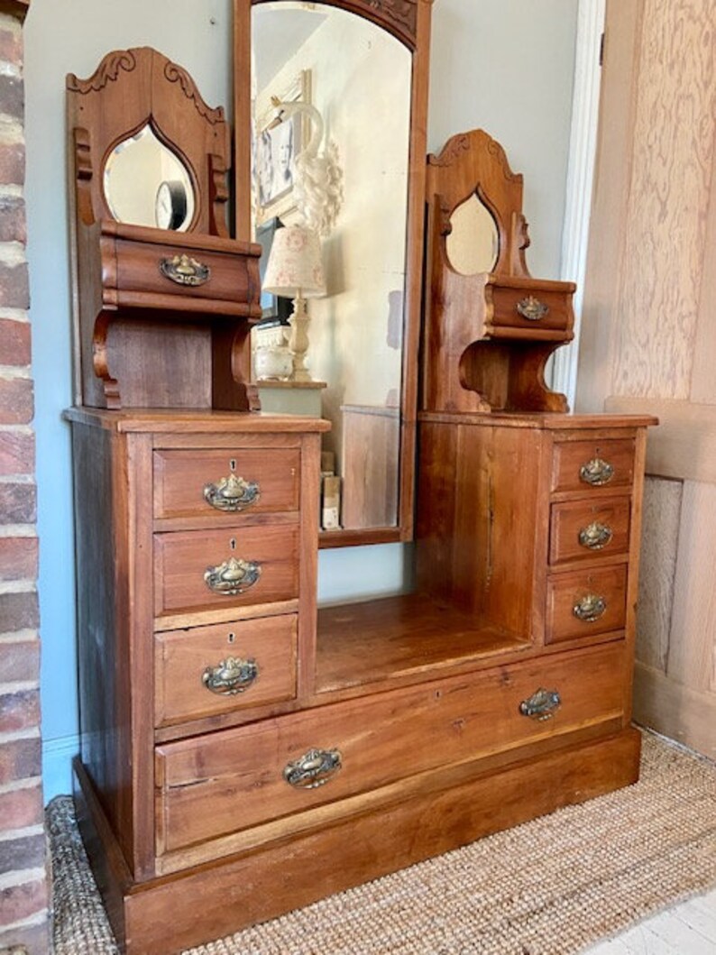 Antique Edwardian Dressing Table With Full Length Mirror Etsy UK